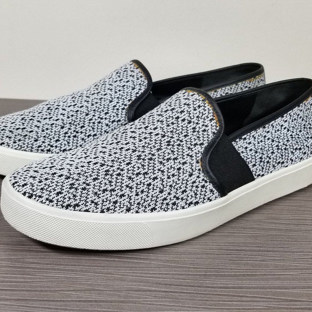 Vince Blair Yeti Knit Slip-On Skate Sneakers, Black & White, Womens Sizes 9 & 10